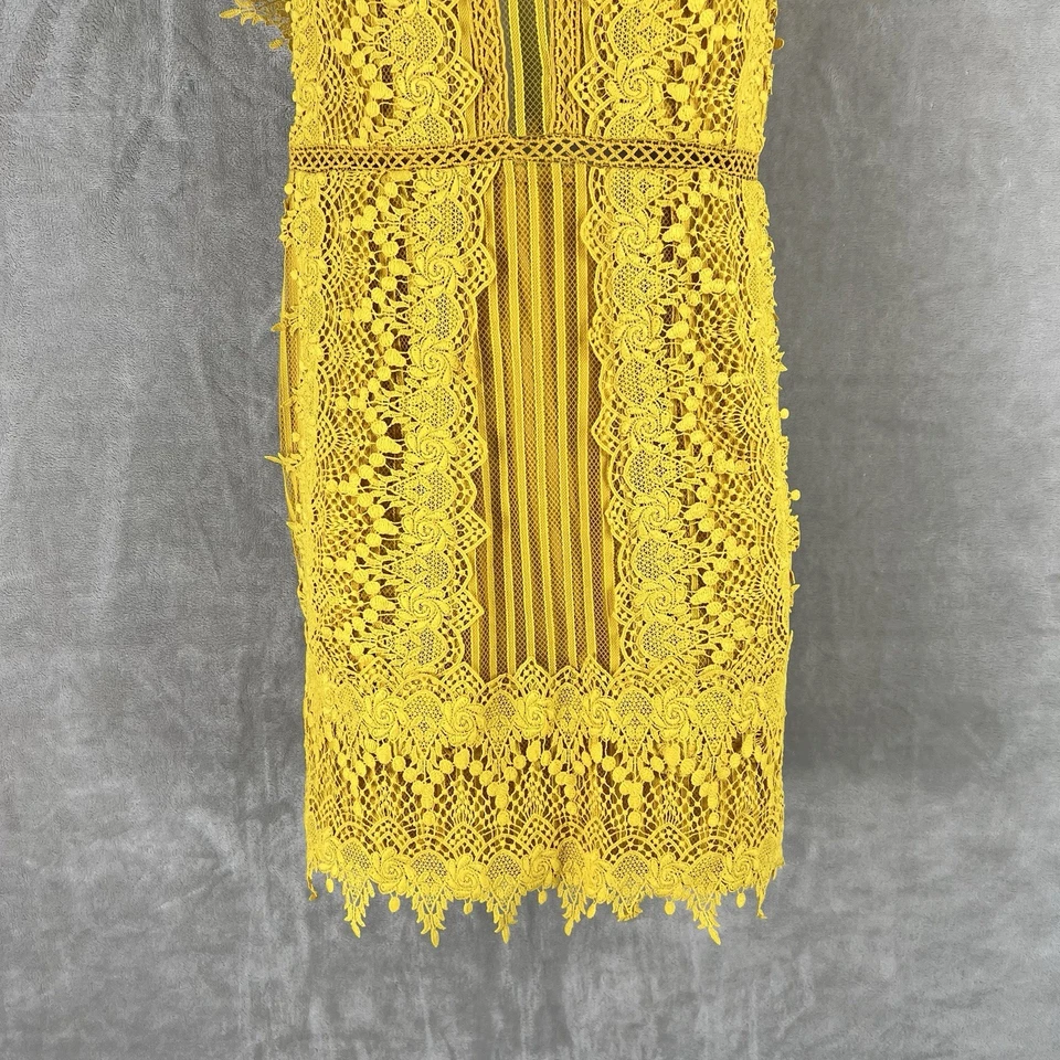 Mini Vestido Free People Honey de Encaje para Mujer Talla 0 Amarillo Caléndula Boho Festival Foto 4 de 4