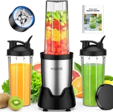 Personal Smoothie Blender with 3 To-Go Cups & 22000 RPM Power, Black