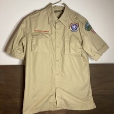 Boy Scouts of America Uniform Shirt Youth Large Short Sleeve Button Up Beige