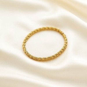 Authentic Woman 18K Gold Plated Texture Cuff Bracelet Bangle Anti-tarnish