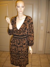 NINE WEST STRETCH PRINT 3/4 SLEEVE CASUAL DRESS SIZE: 10