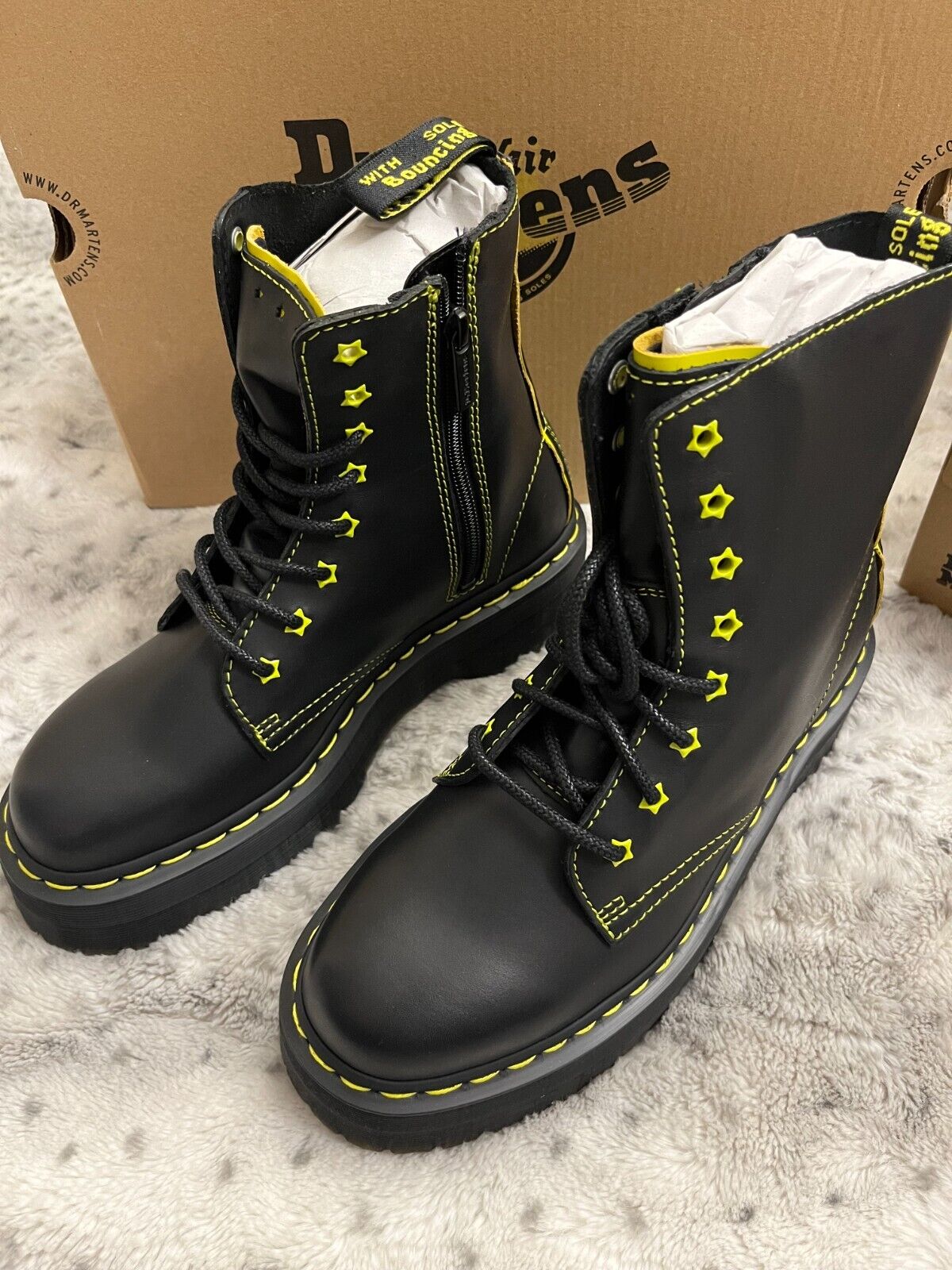 DR. MARTENS JADON II BOOT NEON STAR LEATHER PLATFORMS MSRP$250