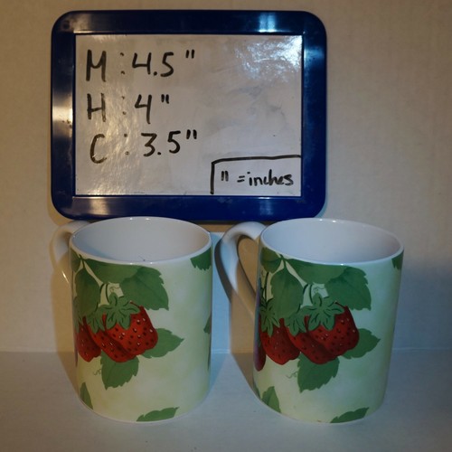 Corelle Coordinates Stoneware Green mugs with strawberries -v good cond - Picture 2 of 12