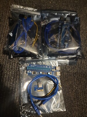 Lot of 8 Victony pci-e 1x to 16x ver 006C Riser Boards with Cable