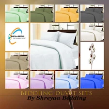 1000TC Ideal Egyptian Cotton Duvet Covers Set Twin Size 5 PCs All Solid