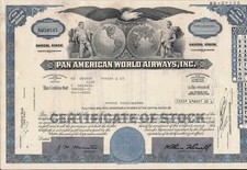 Pan Am-Pan American World Airways stock certificate More Than 100 Shares 1970s