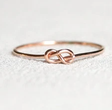 Premium Simple Promise Knot Design In Real 10K Rose Gold Women's Wedding Band