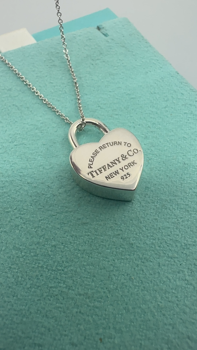 Return to Tiffany & Co. 925 Silver Heart Padlock Lock Charm 16