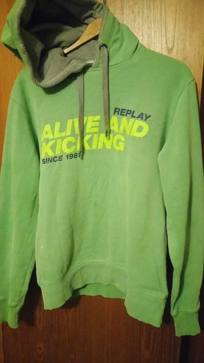 Vintage Replay Hoodie ALIVE AND KICKING Since 1981 Original FLeece