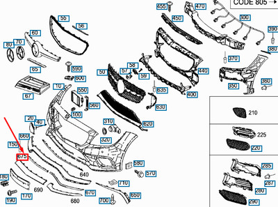 Mercedes-Benz CLS C218 AMG Front Bumper Center Molding A2188852974