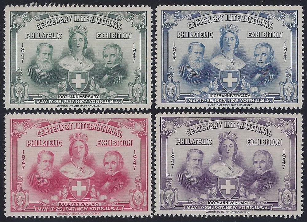 1947 - New York Philatelic Exhibition Cinderella/Poster Stamps Set of 4 Mint NH