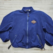 Vintage Harley Davidson Men's XL Blue Full Zip Fleece Jacket K-Products Made USA