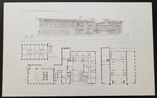 BUILDING PLANS & DESIGNS OF FRANK LLOYD WRIGHT WASMUTH PLATE 94 CITY NTL BANK