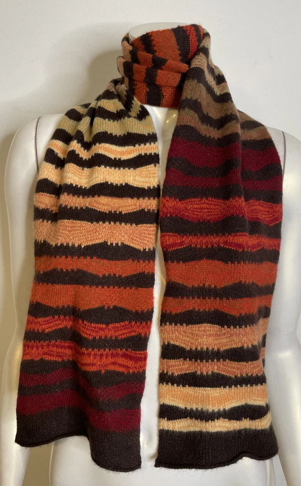 Karen Allen Fiber Arts Cashmere Tyringham Bufanda NUEVA Naranja Marrón Rojo Otoño Foto 4 de 4