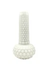 Vintage Hob Nail Milk Glass Bud Vase Bulbous Base White Cottagecore 6.75" H