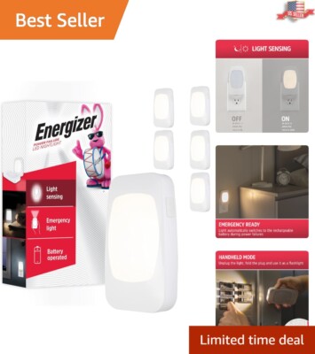 Rechargeable 6 Pack LED Night Lights with Light Sensing - Ideal for Emergencies