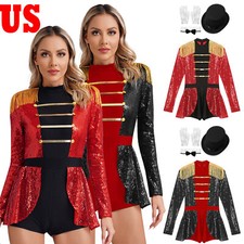 Woman's Circus Ringmaster Costume Trainer Ringleader Bodysuit Fancy Dress