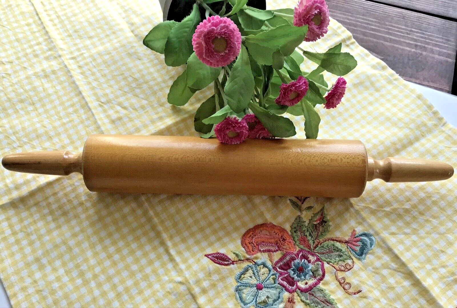 Vintage Gorgeous Wood Rolling Pin Pastry Roller Country Farmhouse Kitchen