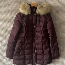 Forever New Womens Coat Size 8 Purple With Faux Fur Hood