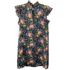Madewell X No. 6 Women's Silk Beacon Dress in Garden Bouquet Flutter Sleeves 2