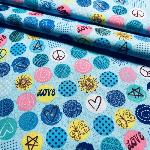Polka Dot Fabric Peace Love Wish Jessica Flick Benartex 33"L x 44”W 100% Cotton - Picture 2 of 11