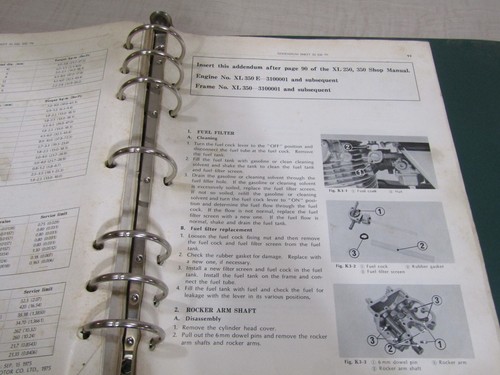 GENUINE OEM 1976 1977 HONDA XL250 XL350 SHOP SERVICE MANUAL +ADDENDUMS & BINDER - Picture 3 of 5