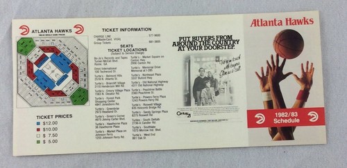NBA 1982-83 Atlanta Hawks UNFOLDED Basketball Schedule - Century 21