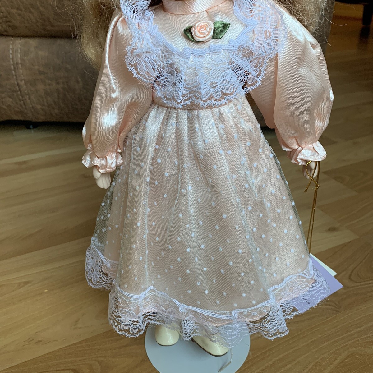 Porcelain Doll With Blond Hair Blue Eyes Vintage 1940s Dress Porcelain Doll With Blond Hair Blue Eyes Vintage 1940s Dress