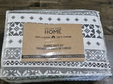 Colour Your Home Size Double Flannel Sheet Set Grey Snowflakes