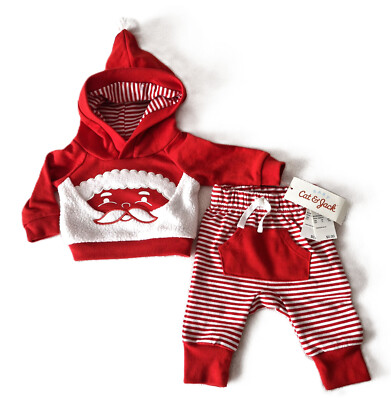 WEIHNACHTEN Baby Anzug Set Pulli mit Kapuze + Hose Carter's Gr 50  NEU + Etikett