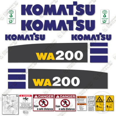 Fits Komatsu WA200-6 Decal Kit Wheel Loader Decals - 7 YEAR OUTDOOR 3M VINYL!