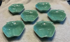 Vintage Hoenig Of California Pottery Turquoise Apple Dishes-Bowl-Plates (6) #734