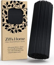 Ziffs Home® 120Pcs Black Fibre Reed Diffuser Sticks - 20Cm/7.87In X 4Mm/0.16In -