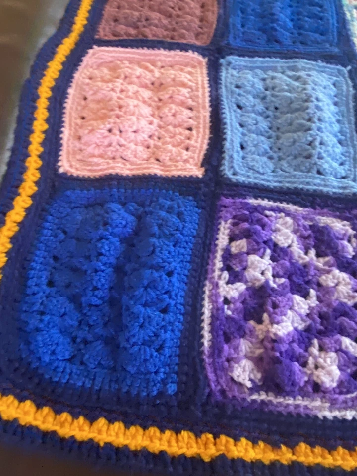 Knitted Multicolor Patchwork Granny Squares Blanket Throw Handmade - Image 2 of 4