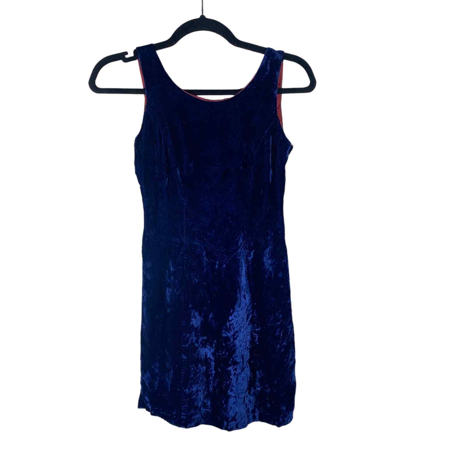 Vtg 90s Betsey Johnson Luxe XS Blue Crushed Velvet Bow Cocktail Mini Dress