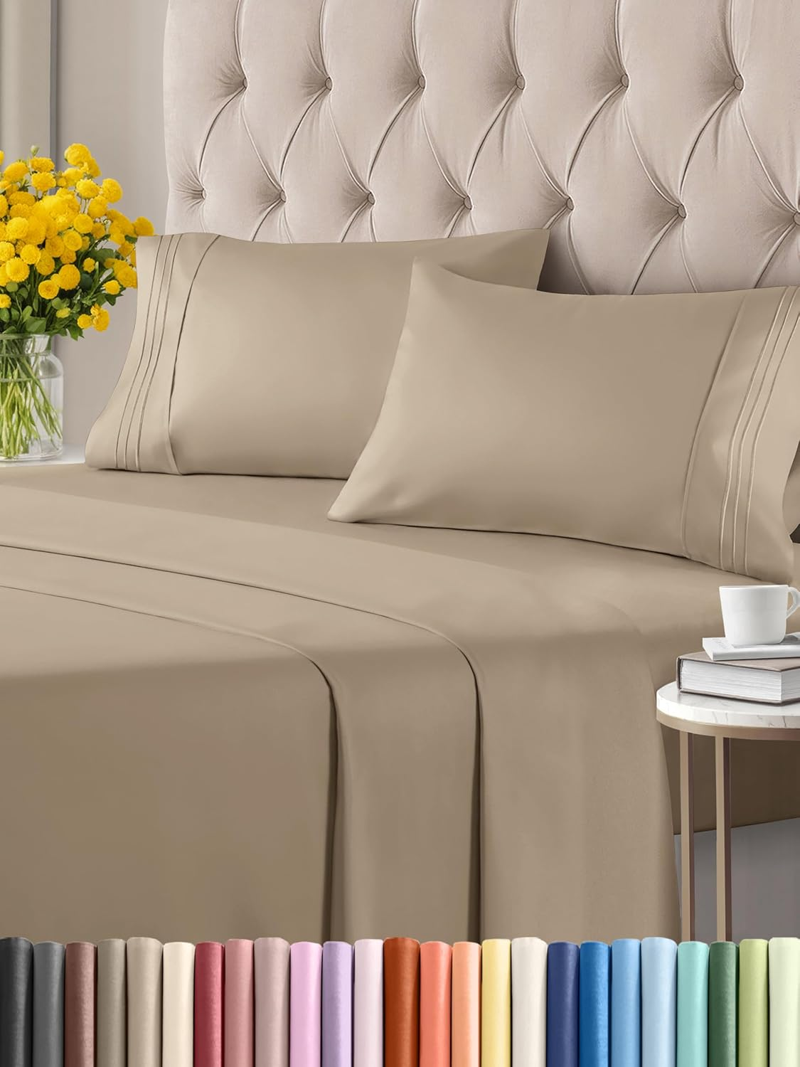 Twin 4 Piece Sheet Set - Breathable & Cooling Sheets - Hotel Luxury Bed Sheets -