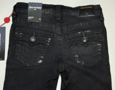 True Religion Rocco Moto Skinny Stretchy Girls Jeans Size 6 Black