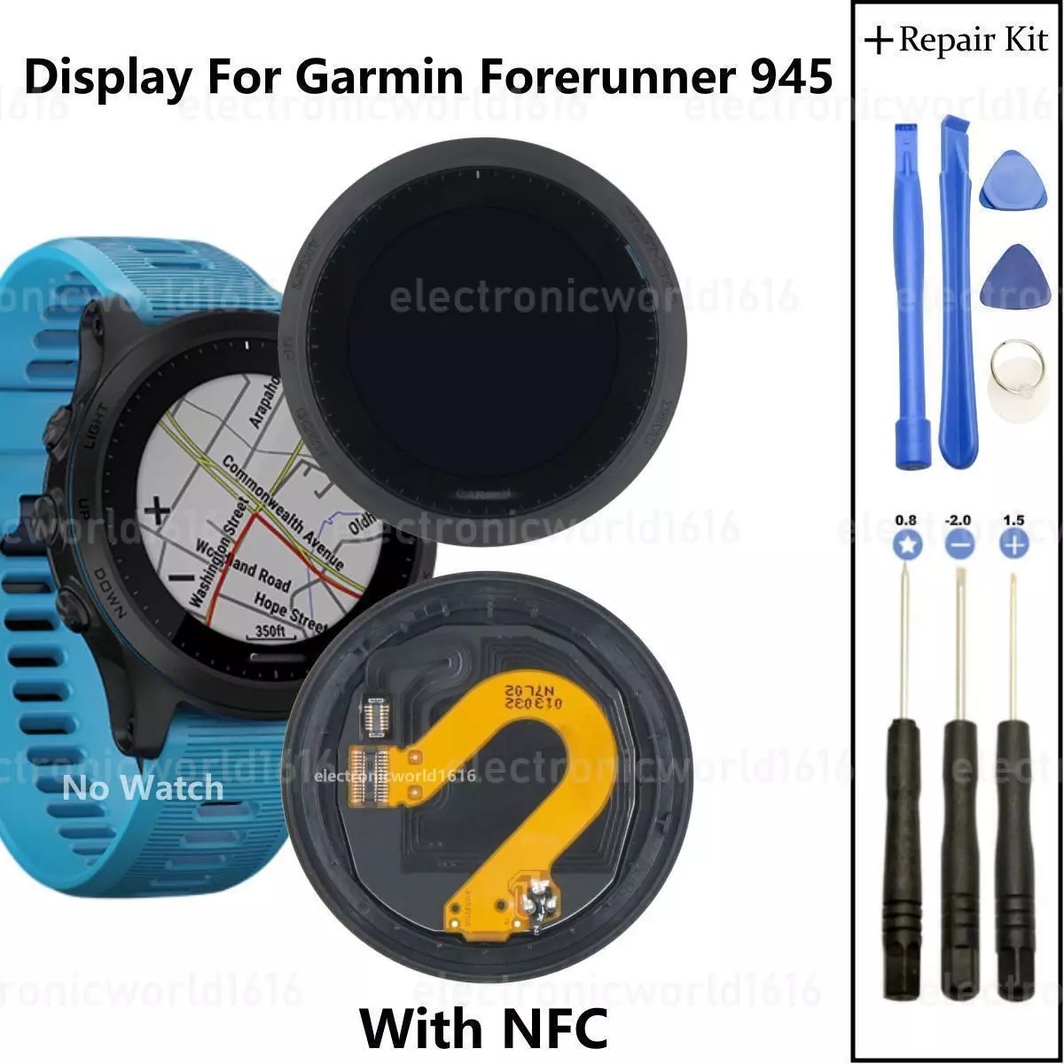 For Garmin 010 02063 00 Forerunner 945 GPS Smart Watch LCD Display