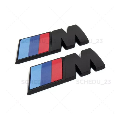 2x BMW Matte Black M Series Fender Name Plate Emblem Badge ABS Mini Sport Power - Foto 2 di 6
