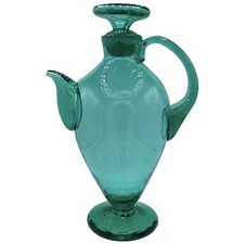 Blenko Glass 573 Cocktail Pitcher Decanter Sea Green Wayne Husted With Stopper