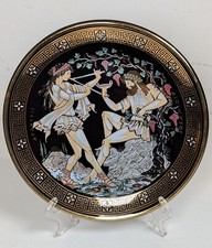 Ibiscus Handmade 24 K Gold Wall Plate 7.25" Rhodes Ancient Greek Musicians