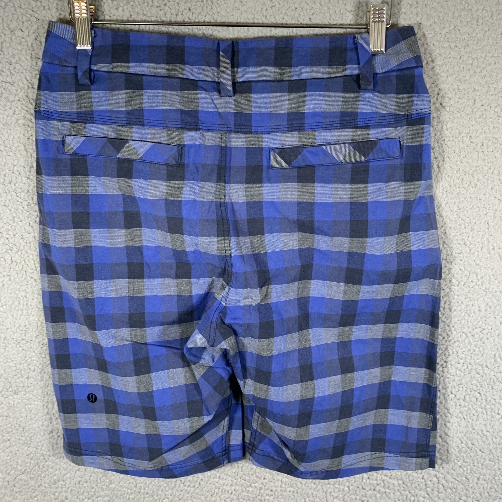 Lululemon Men's ABC Commission Blue Plaid Flat Front … Gem