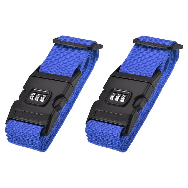 Equipaje Correas con Combinación Cerradura 2Mx5cm Ajustable PP Azul Oscuro 2uds Equipaje Correas con Combinación Cerradura 2Mx5cm Ajustable PP Azul Oscuro 2uds