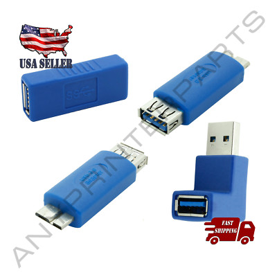Standard USB 3.0 Male, Female to USB Micro B, Right Angle, Coupler Adapter