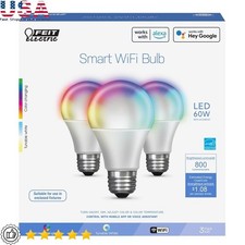 Smart LED Light Bulb 9W 60W Equivalent WiFi RGB Color Dimmable Pack of 3 New