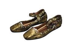 Free People Mary Jane Shoes Womens Size 10 Bronze Metallic Mystic Flat Studded