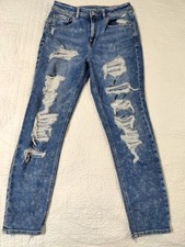 American Eagle Stretch Mom Jeans Mottled Blue, Women's Size 6 Regular