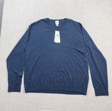 Calvin Klein men  s V-Neck long sleeve Pullover sweater navy blue size XXL