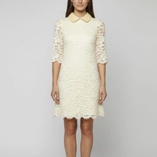 Dolce Gabbana Beige Floral Lace Shift Mini Dress S