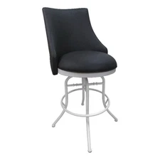 Tobias Designs Melisima 26" Swivel Metal & Vinyl Bar Stool in Gray and White